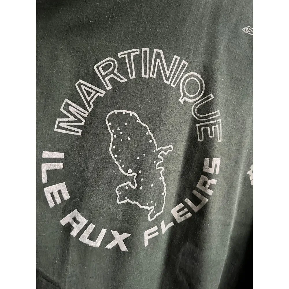 Vintage 90s Bell Sleeve Tunic | Ile Aux Fleurs Map Print | Flared Sleeves | M–XL - Picture 7 of 9